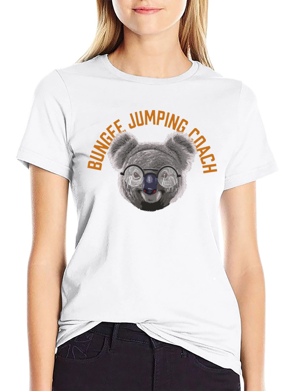 Bungee Jumping Coach Koala T-Shirt - Black Cotton Tee