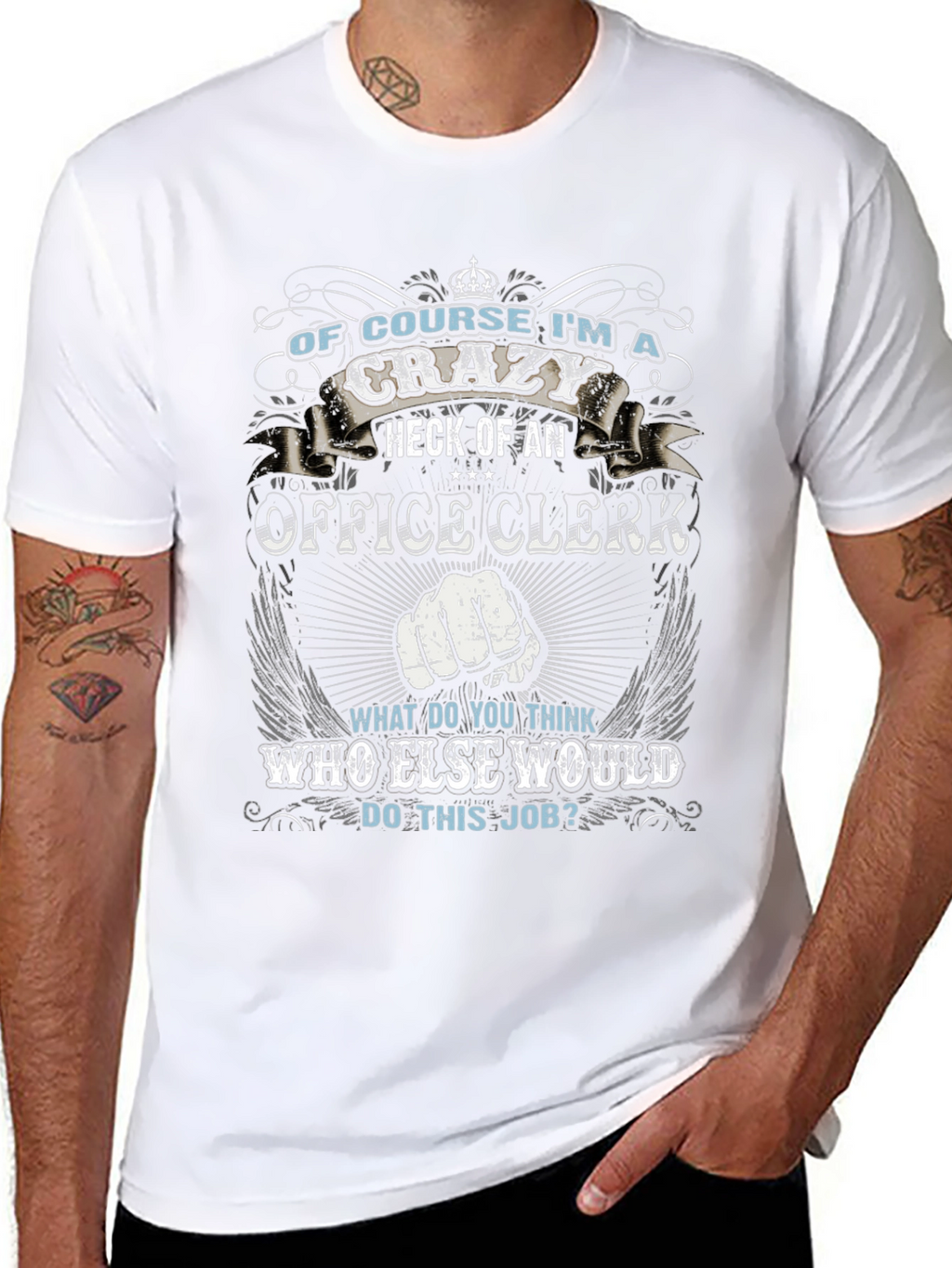 Crazy Office Clerk Graphic T-Shirt