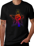 Gradient Fist Star Graphic Black T-Shirt