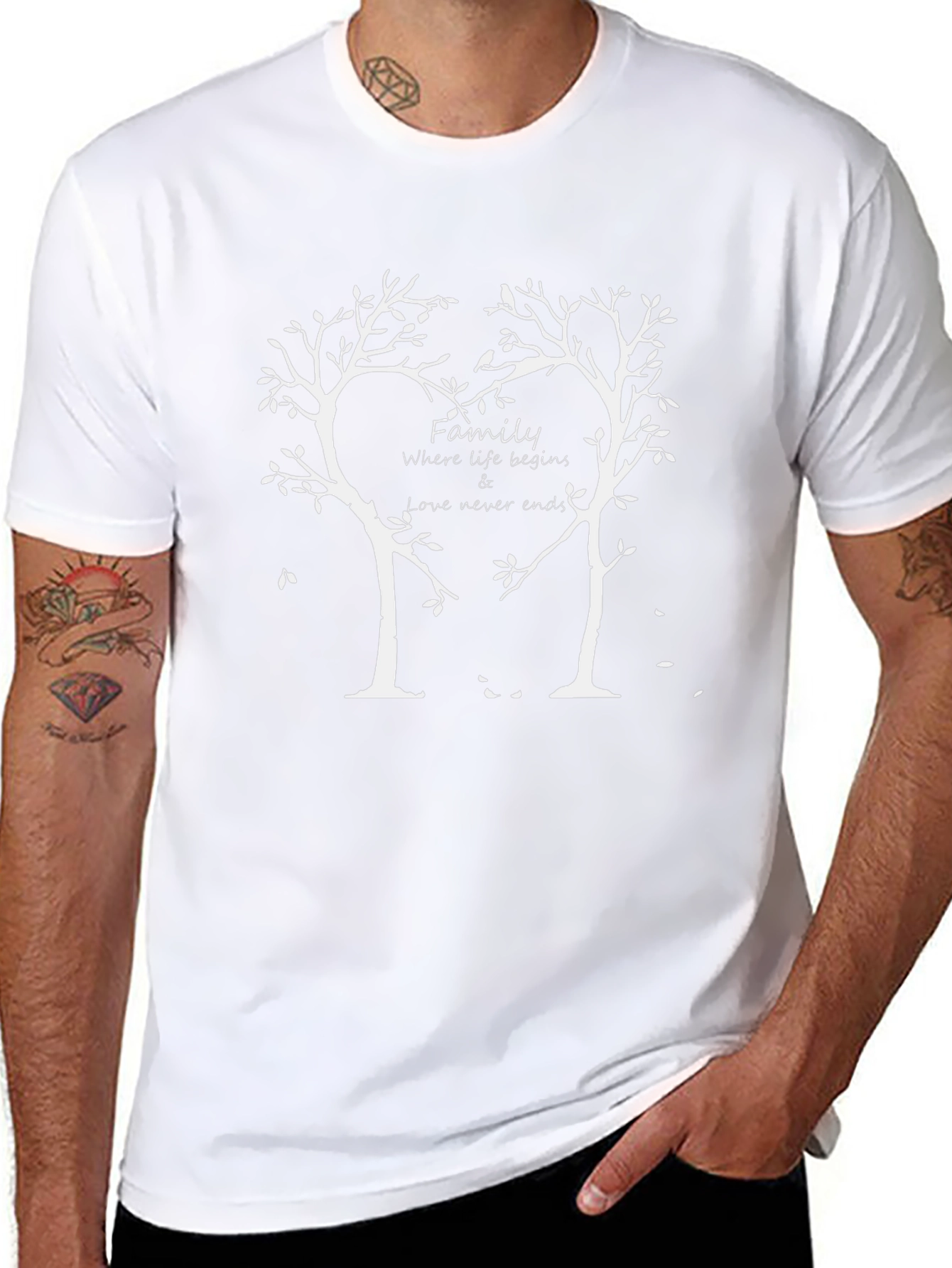 Family Tree Graphic Print Crew Neck T-Shirt
