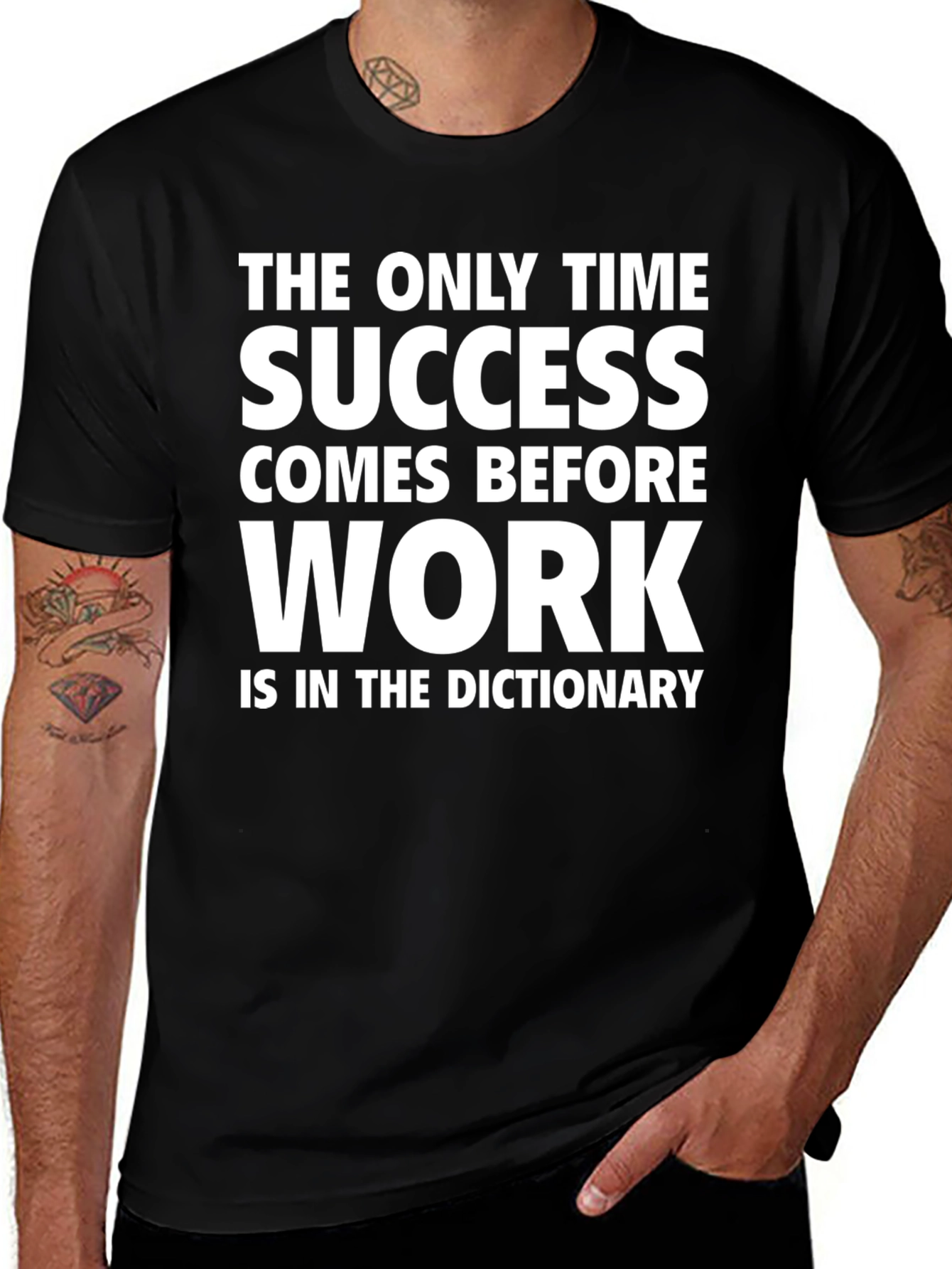 Inspirational Black T-Shirt: Success Before Work