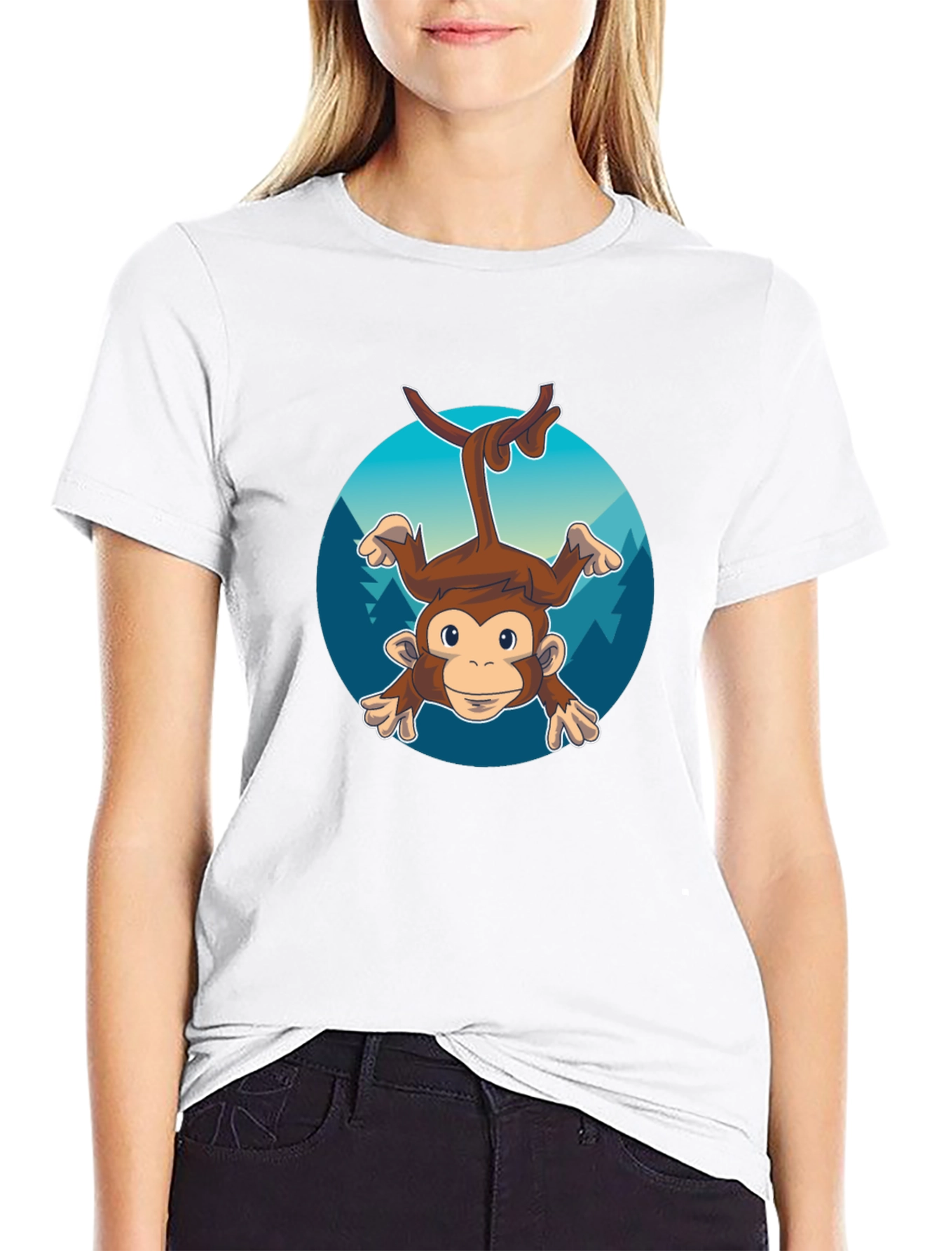 Monkeying Around Mens Black Graphic Tee