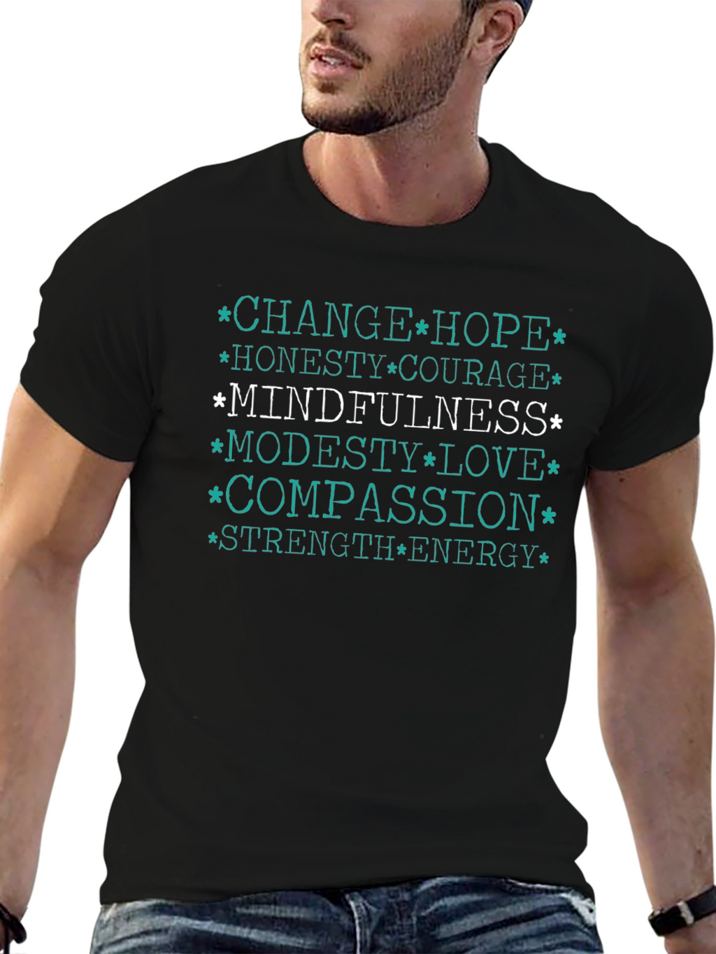 Mindfulness Black T-Shirt - Positive Words