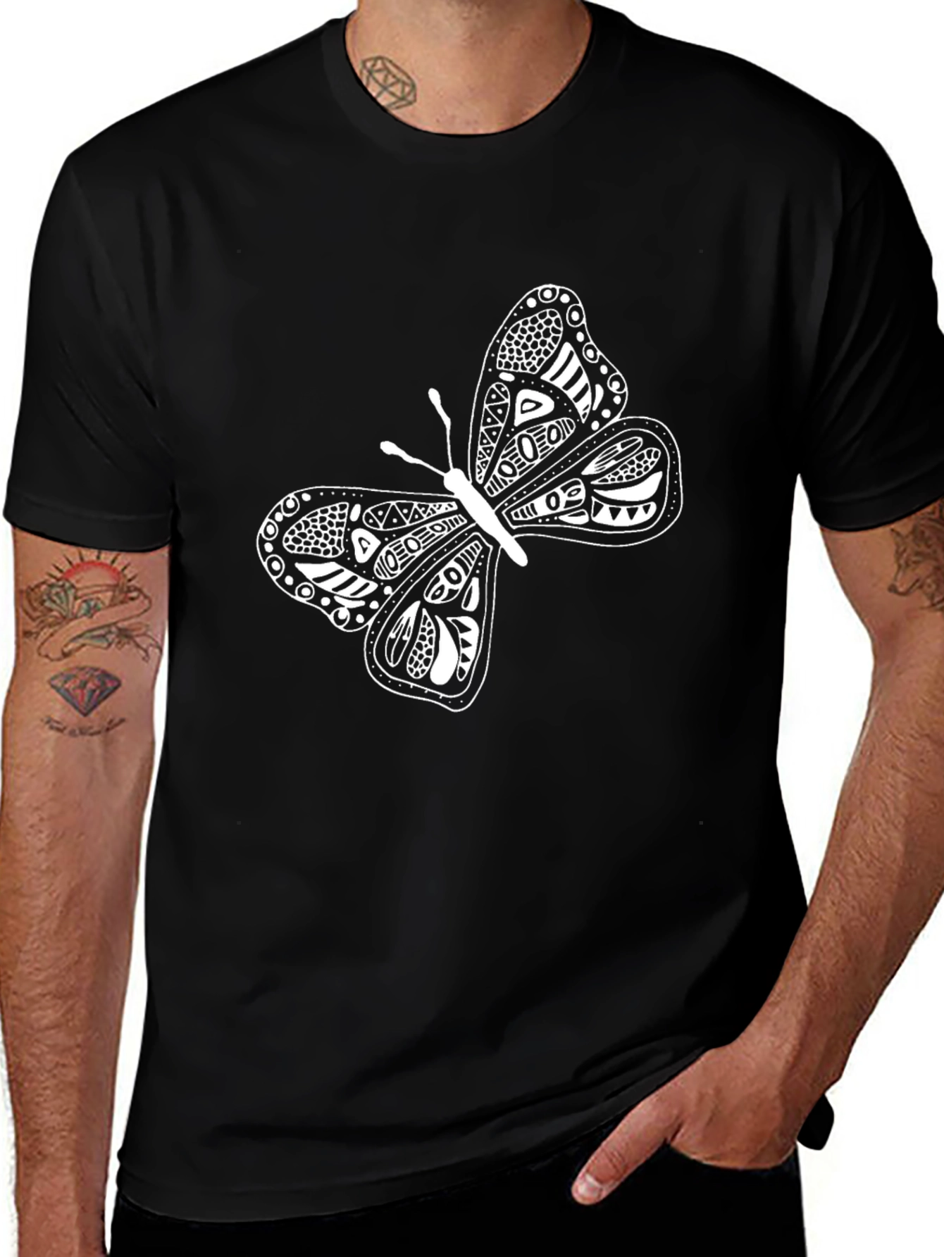 Butterfly Graphic Black T-Shirt - Unique Design