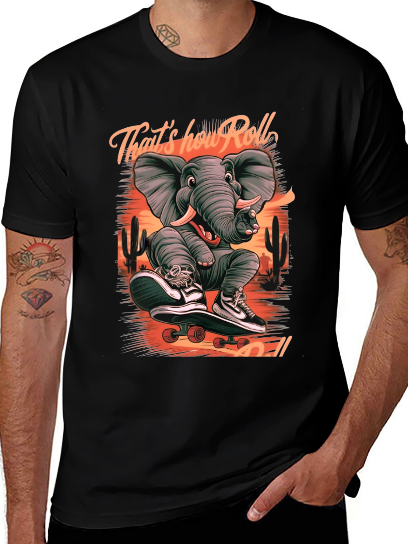 Elephant Skateboard T-Shirt: Thats How We Roll!