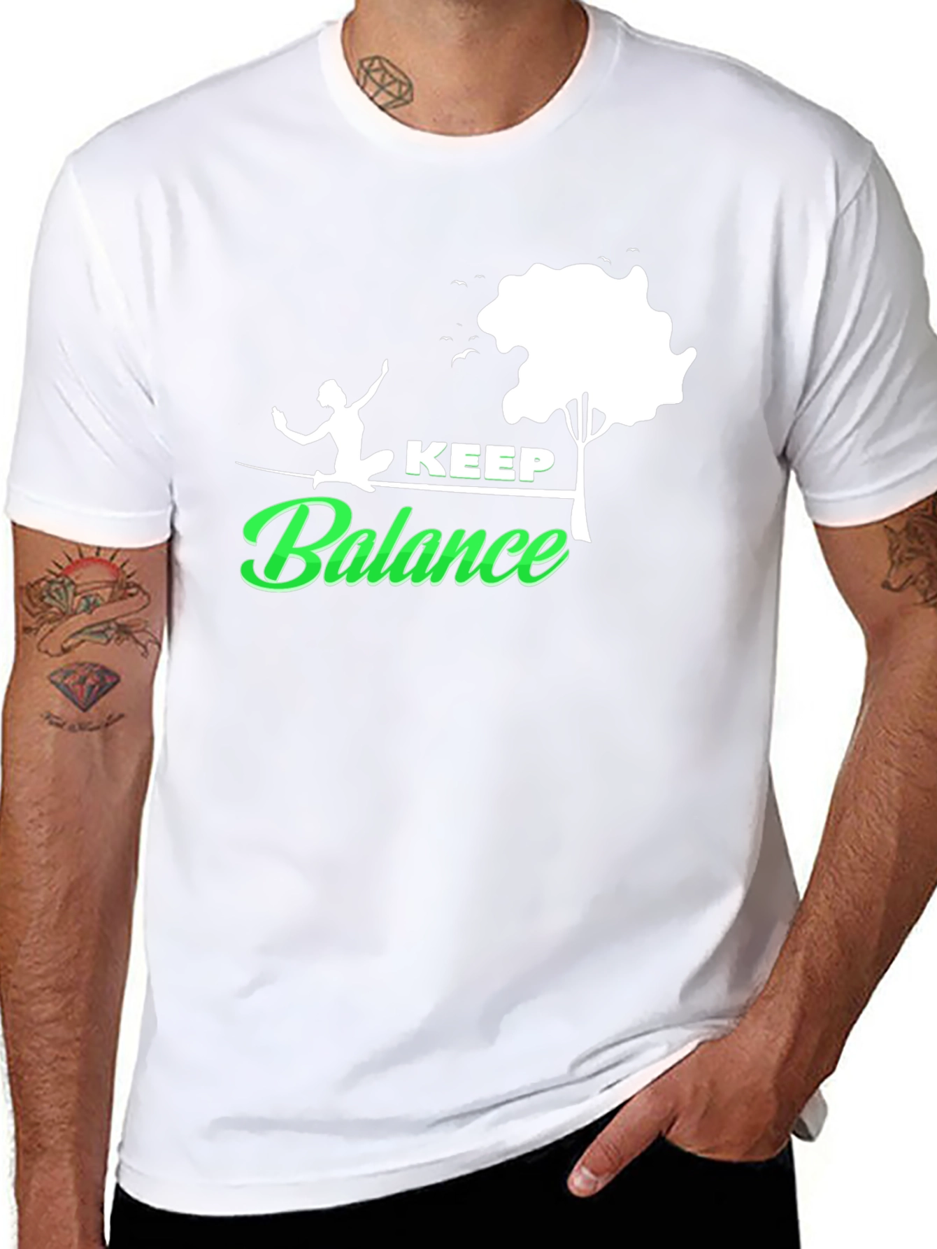 Keep Balance Graphic Black T-Shirt
