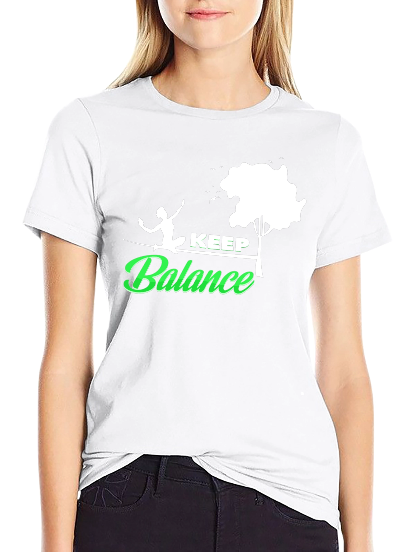 Keep Balance Graphic Black T-Shirt