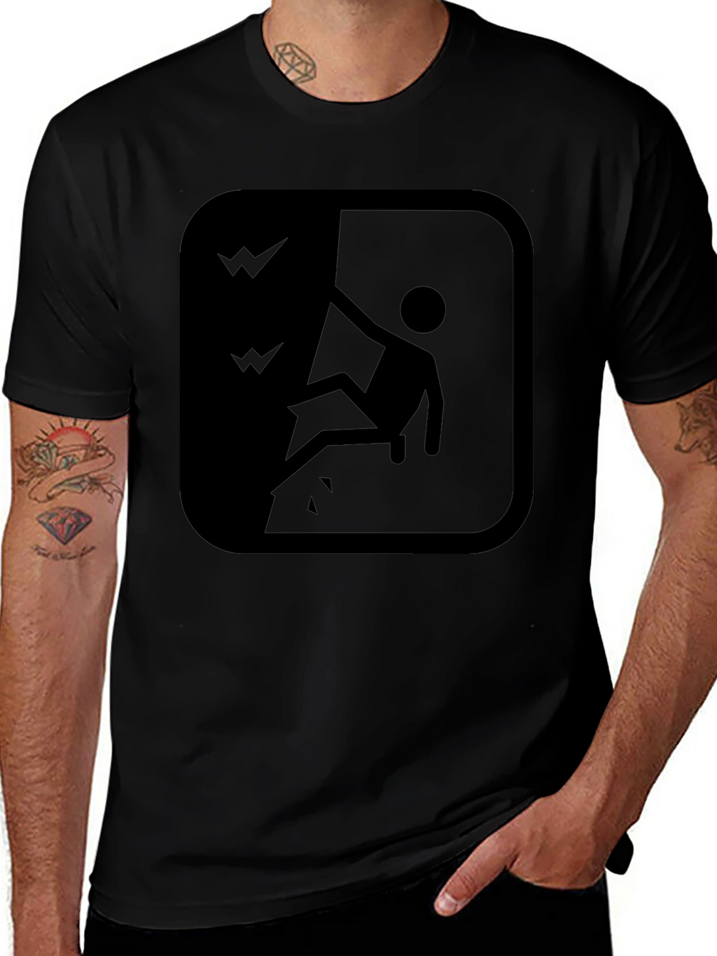 Cliff Fall Hazard Warning T-Shirt
