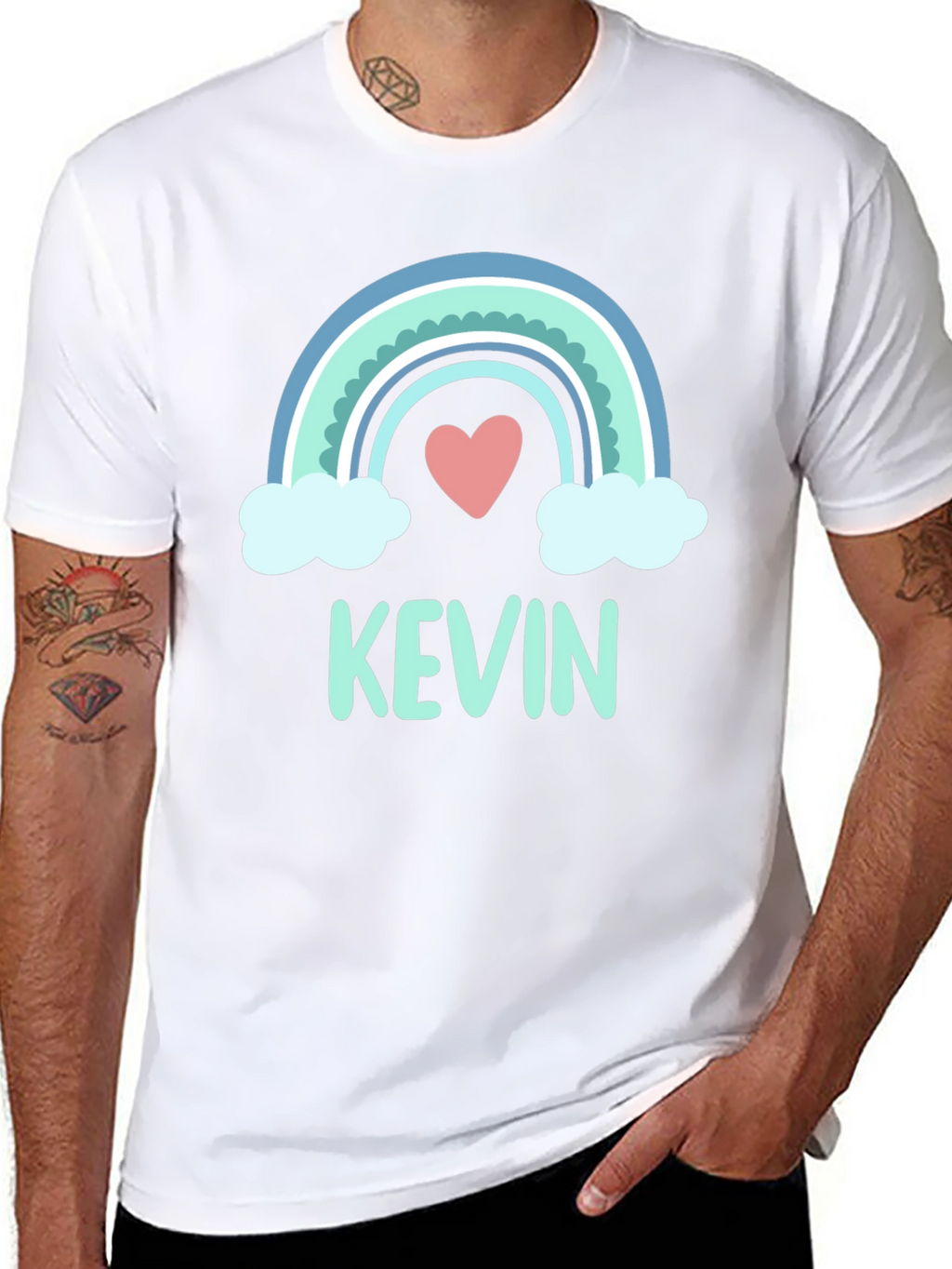 Personalized Kevin Rainbow Heart T-Shirt