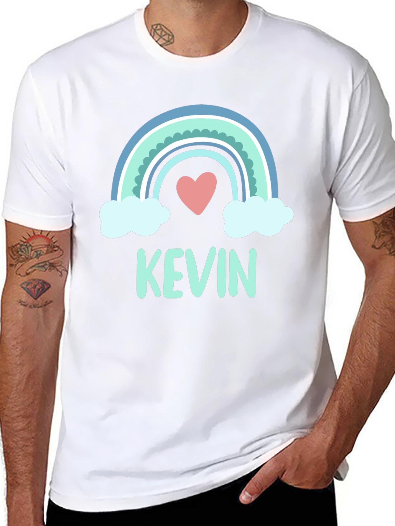 Personalized Kevin Rainbow Heart T-Shirt