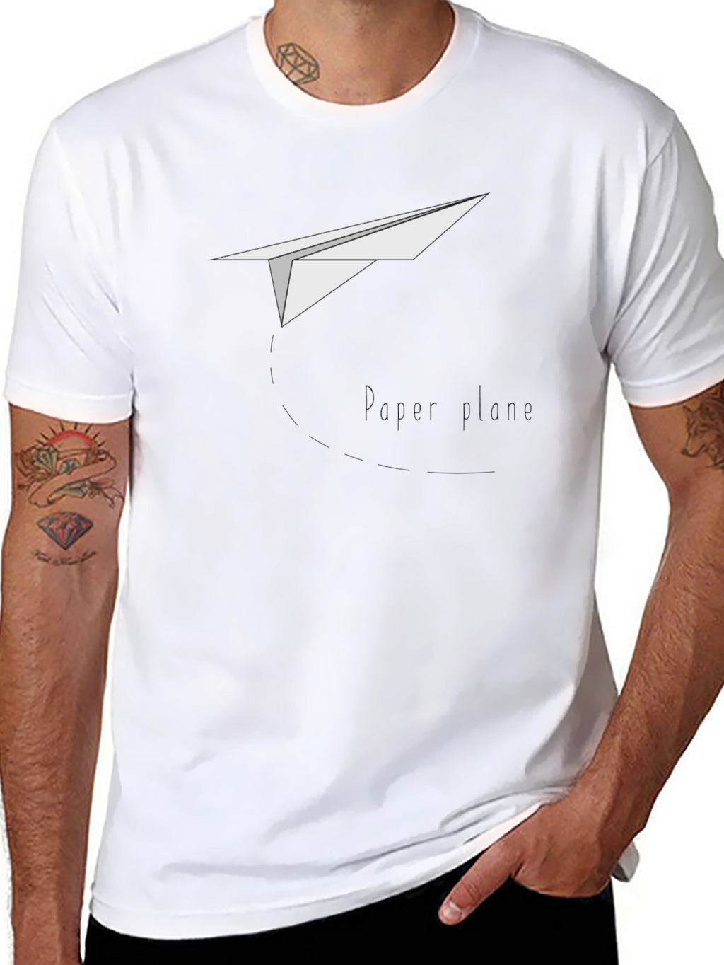 Paper Plane Graphic T-Shirt - Classic Crew Neck