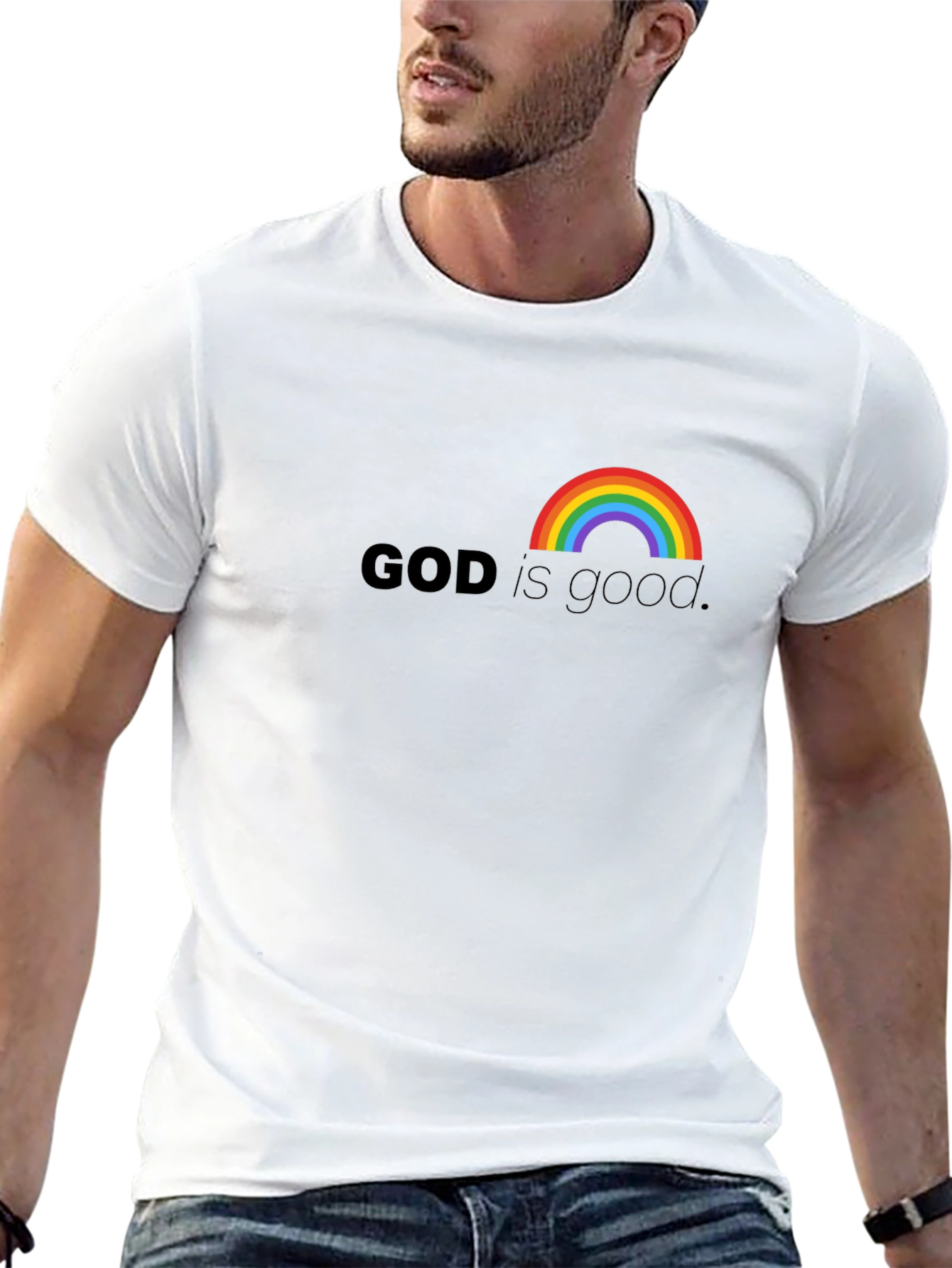 God is Good Rainbow T-Shirt - Black