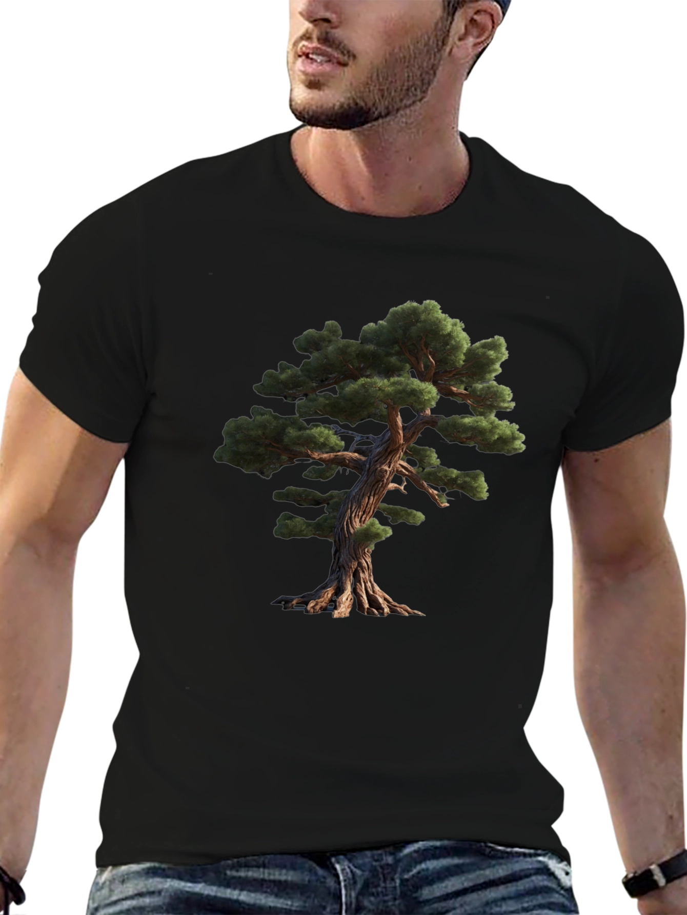 Bonsai Tree Graphic Black T-Shirt