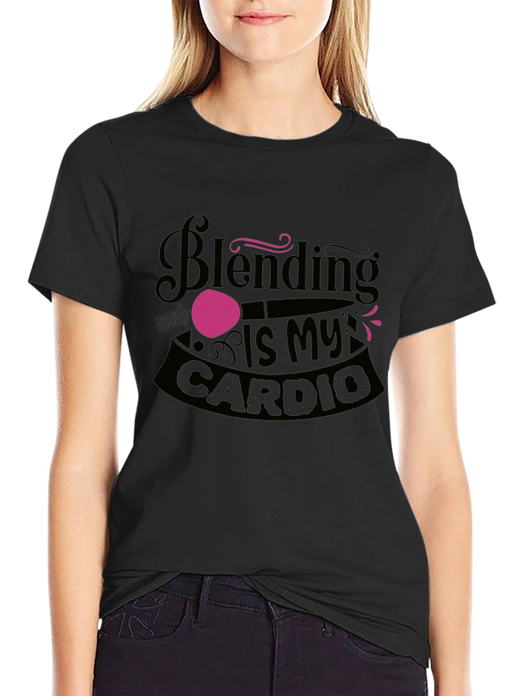 Blending Is My Cardio Black Graphic Tee