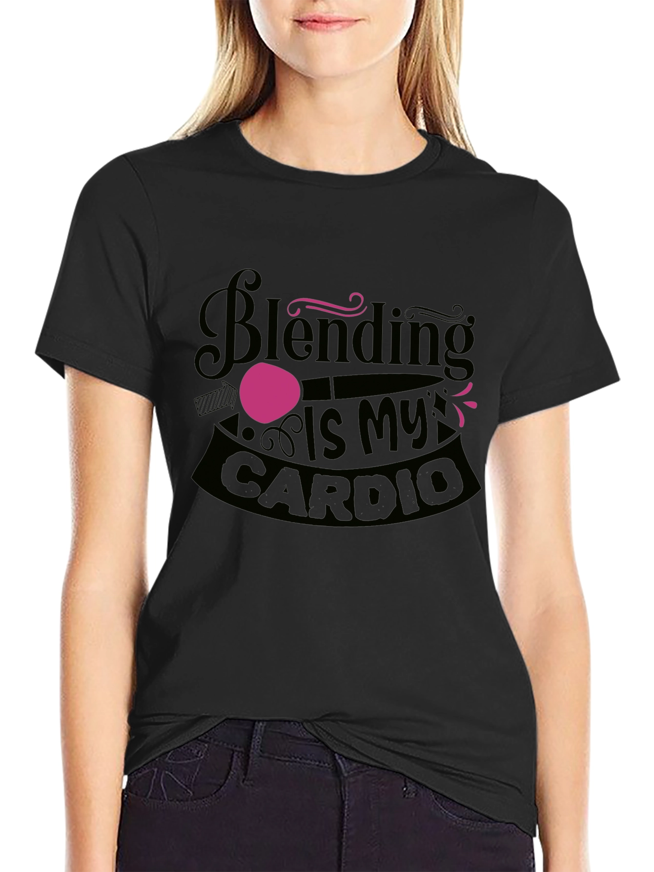 Blending Is My Cardio Black Graphic Tee