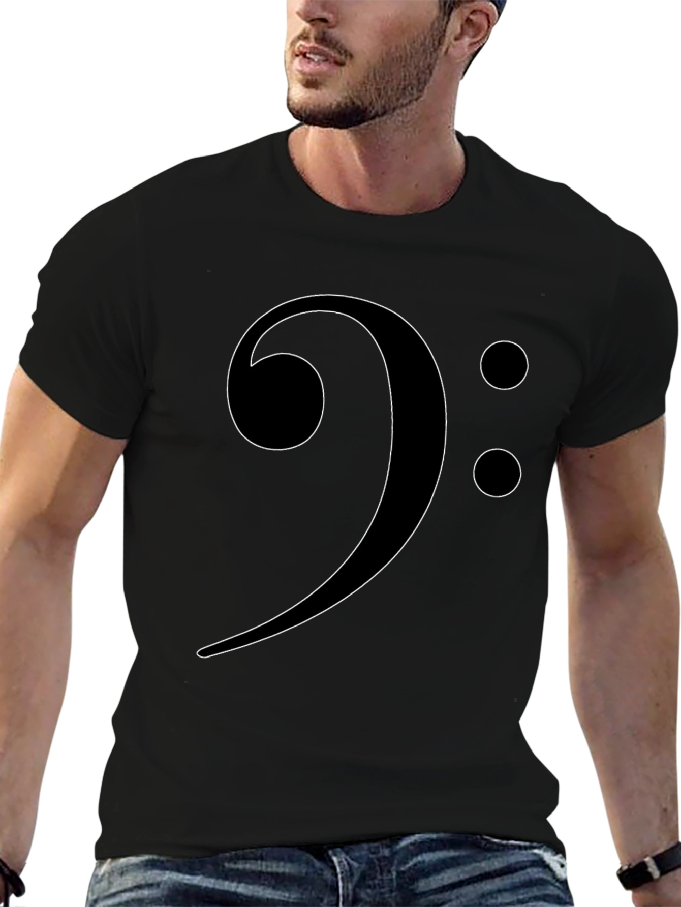 Bass Clef Graphic Tee - Music Lovers Black T-Shirt