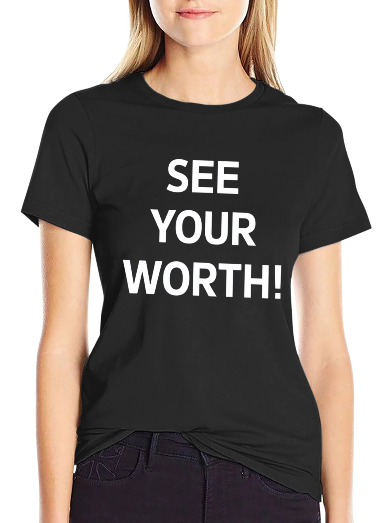 See Your Worth! Motivational Graphic Tee - Black