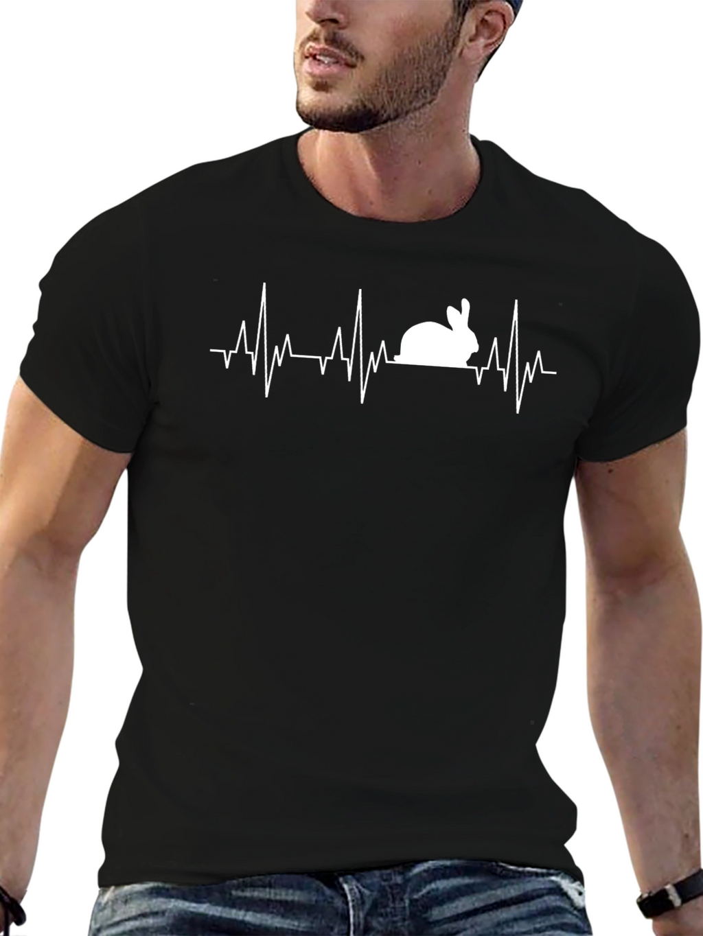 Rabbit Heartbeat T-Shirt - Black