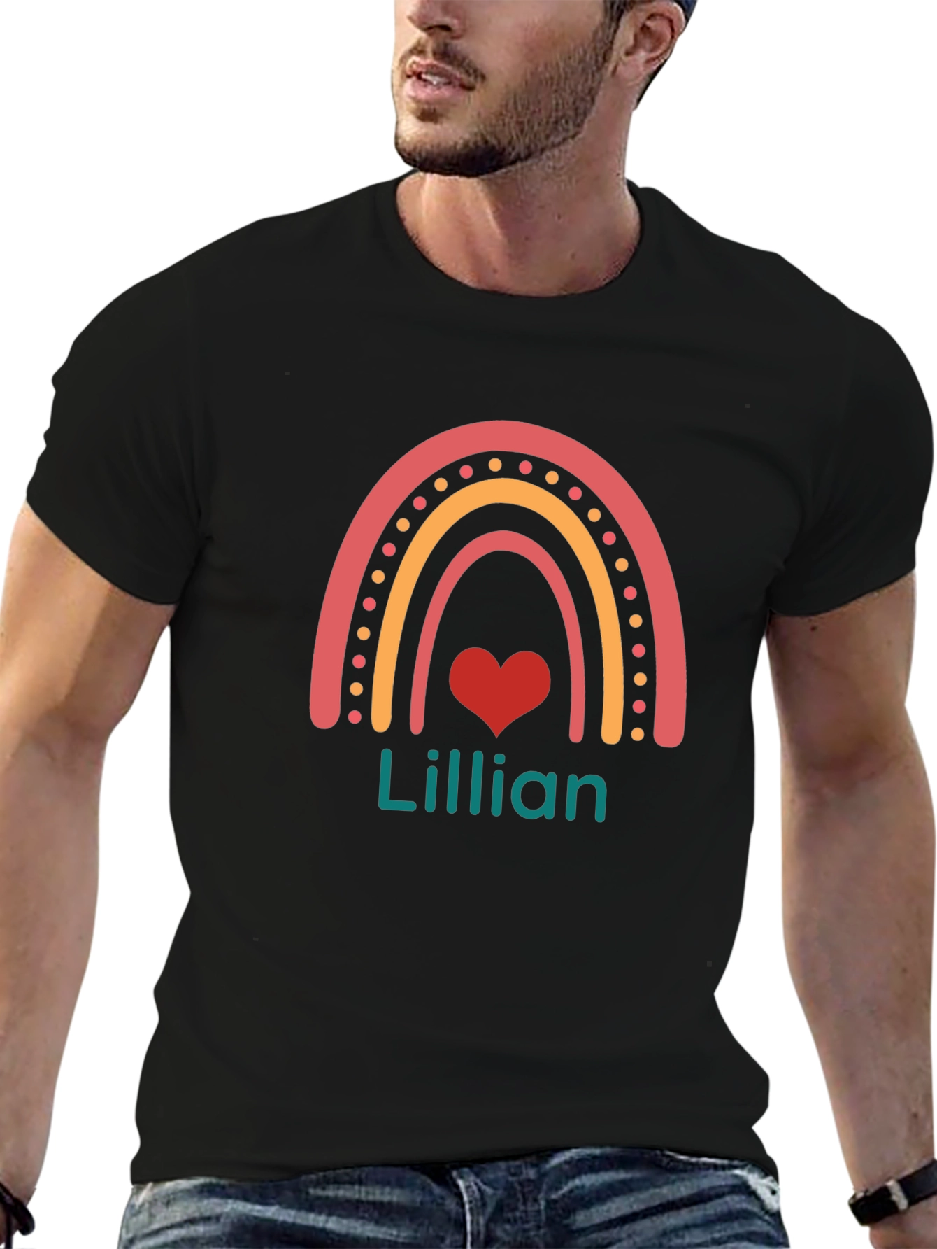 Personalized Lillian Rainbow Heart T-Shirt