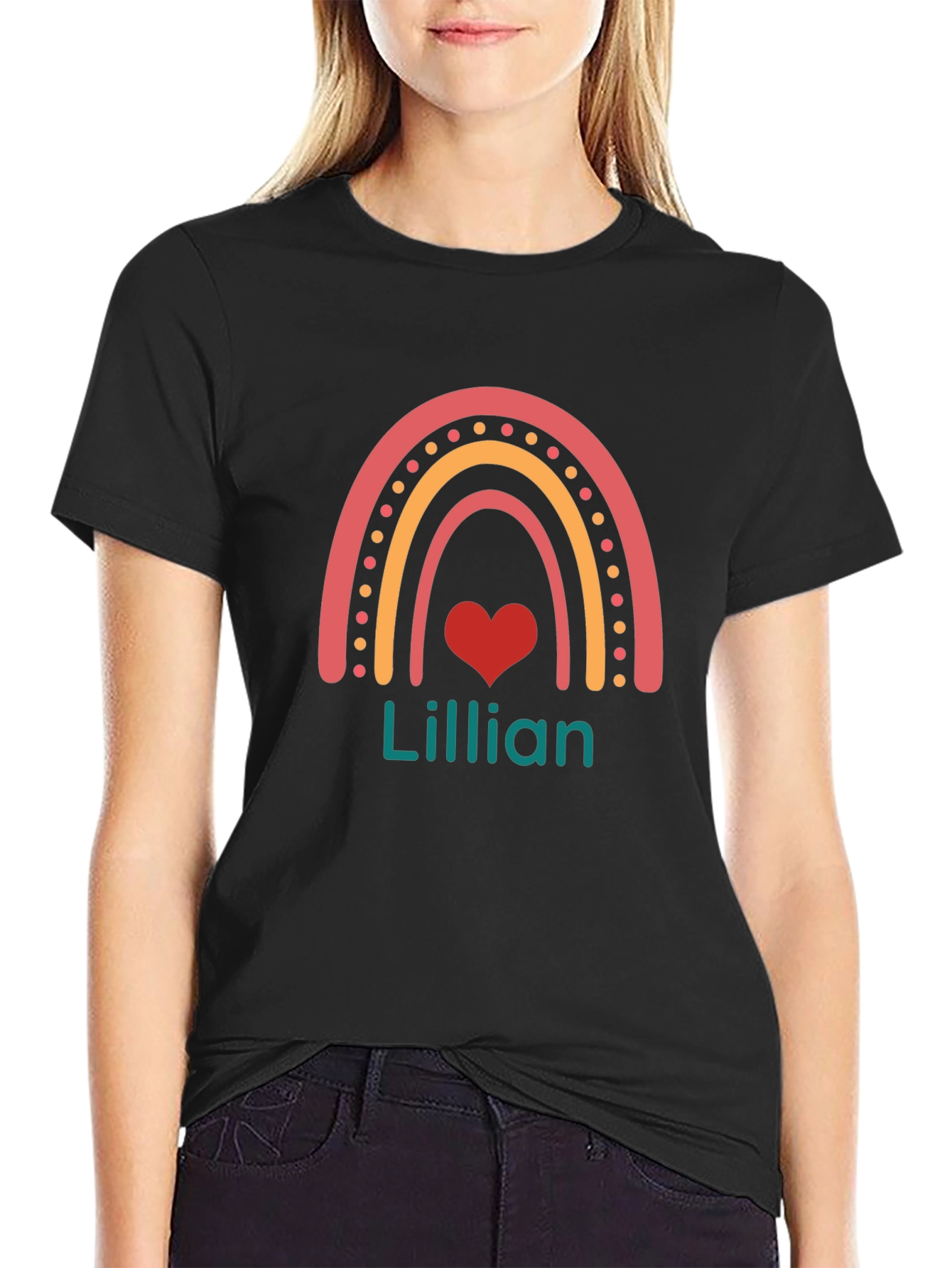 Personalized Lillian Rainbow Heart T-Shirt