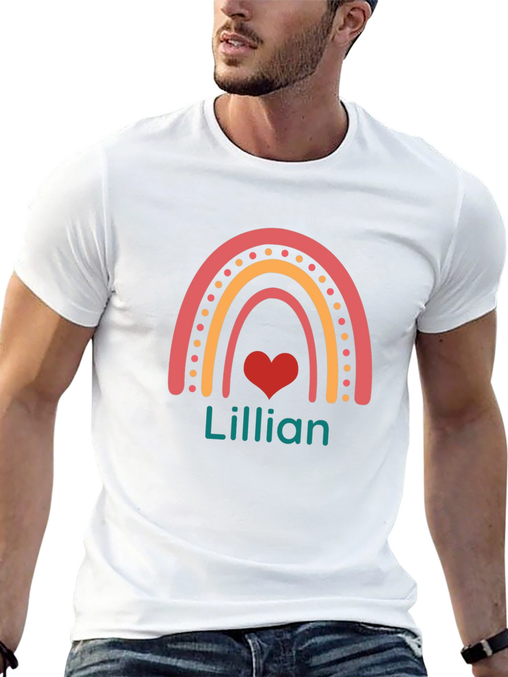 Personalized Lillian Rainbow Heart T-Shirt