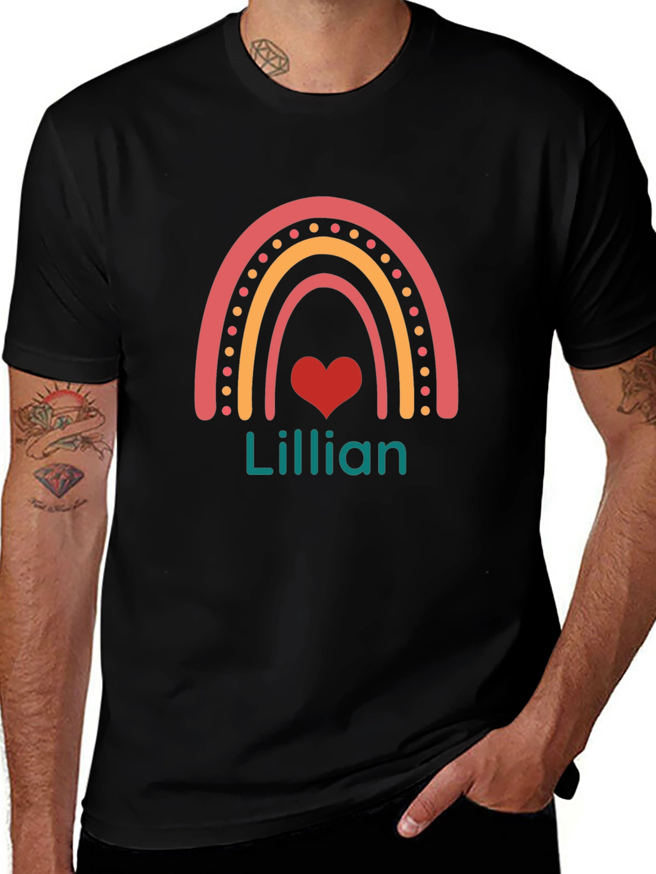 Personalized Lillian Rainbow Heart T-Shirt