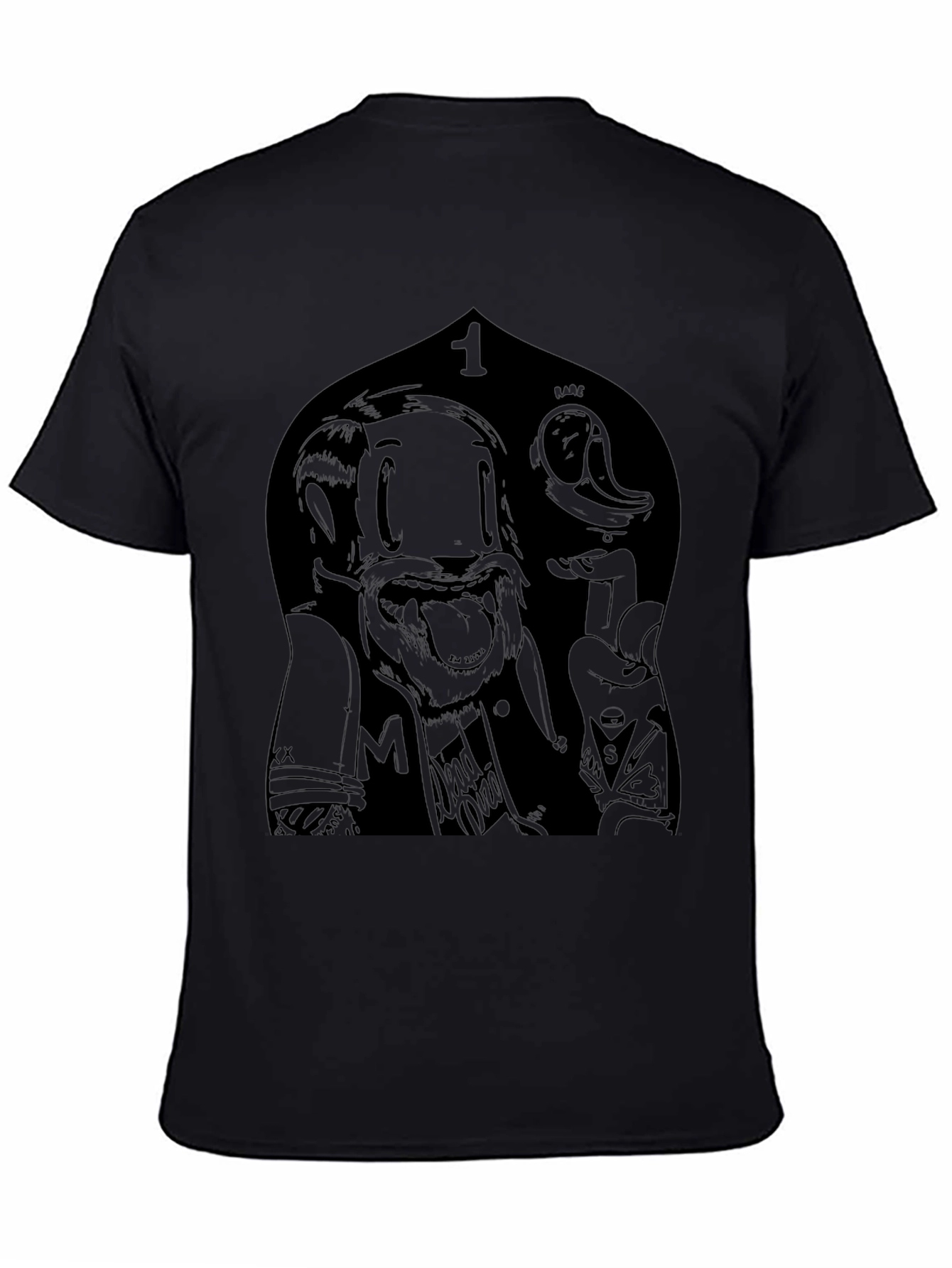 Edgy Cartoon Graphic Black T-Shirt