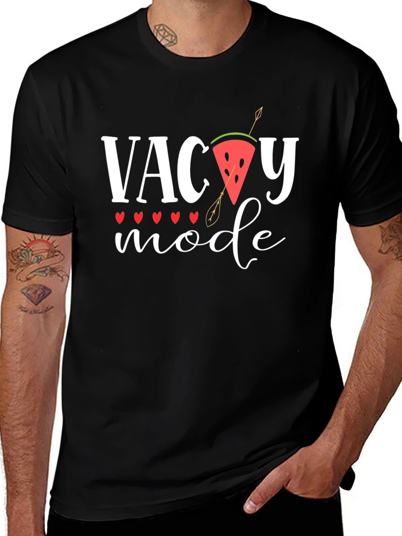Vacay Mode Black Cotton Graphic Tee