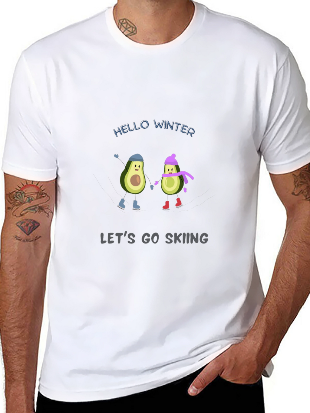 Winter Avocado Skiing T-Shirt