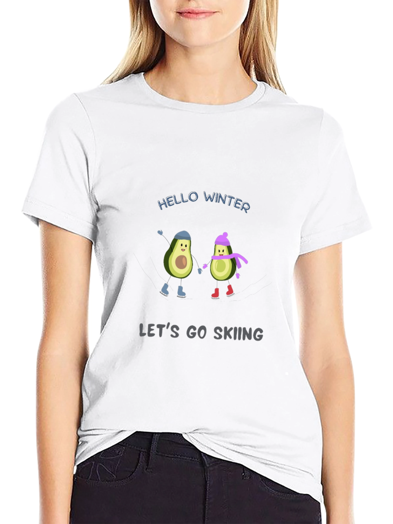 Winter Avocado Skiing T-Shirt