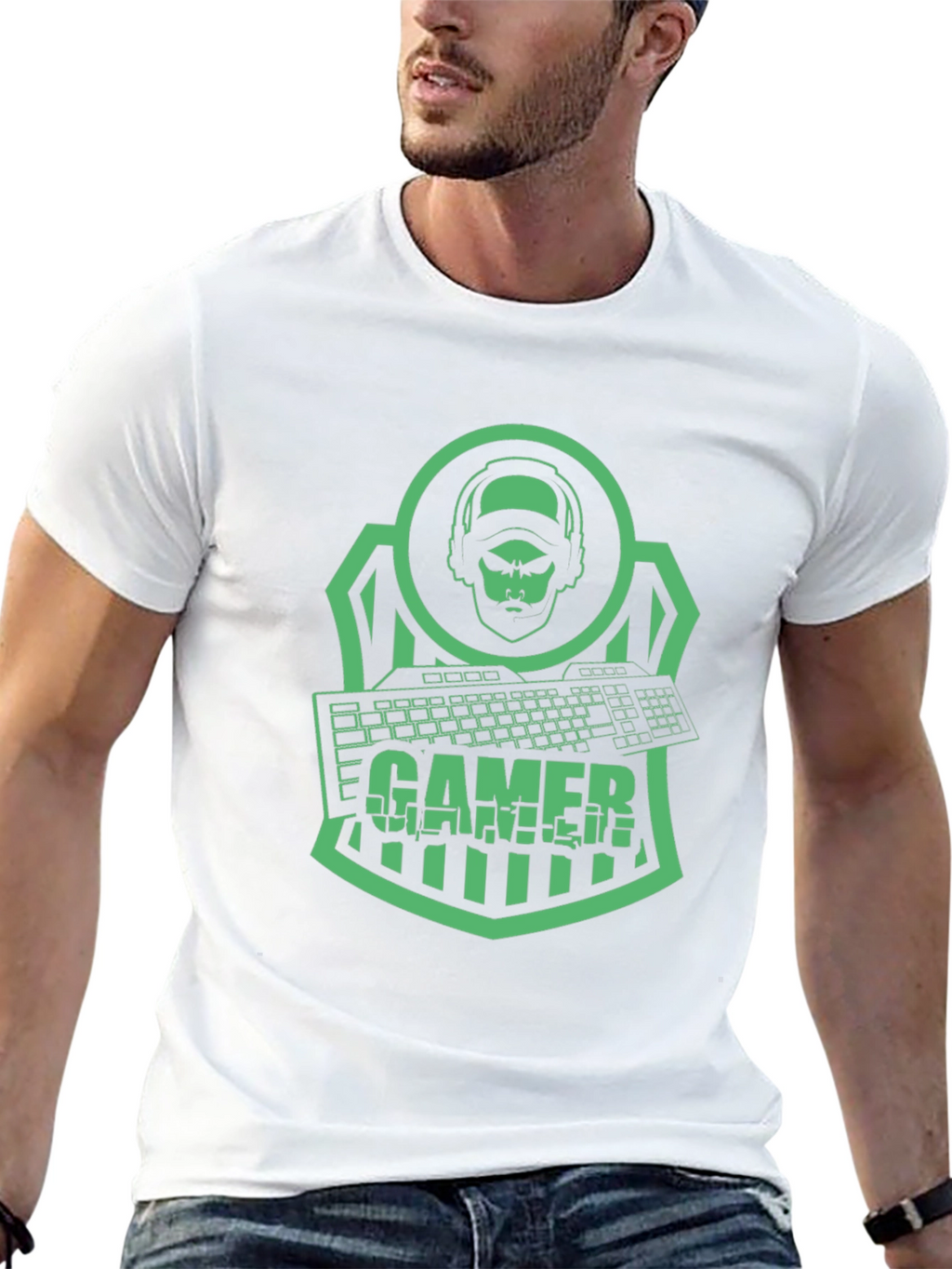 Gamer T-Shirt - Green Graphic Print