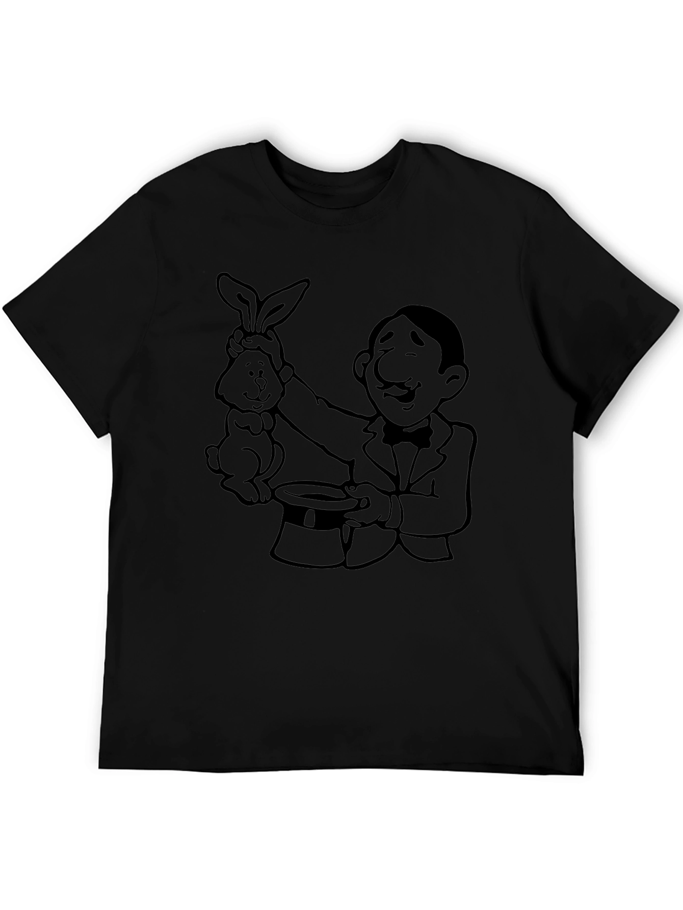 Magician Rabbit Graphic Black T-Shirt