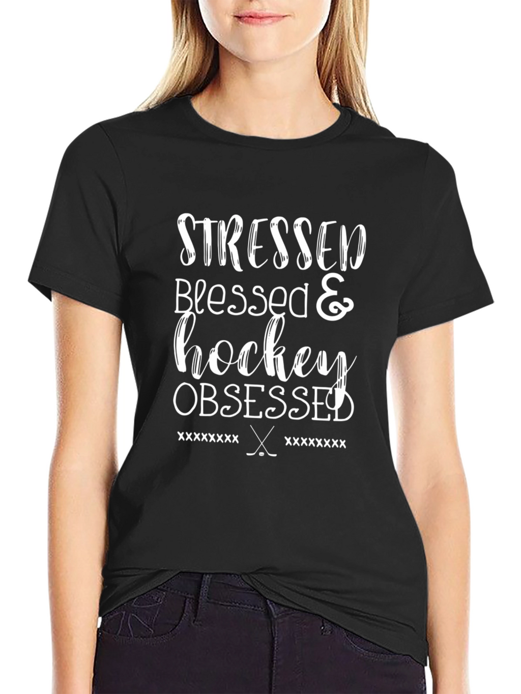 Stressed Blessed Hockey Obsessed T-Shirt