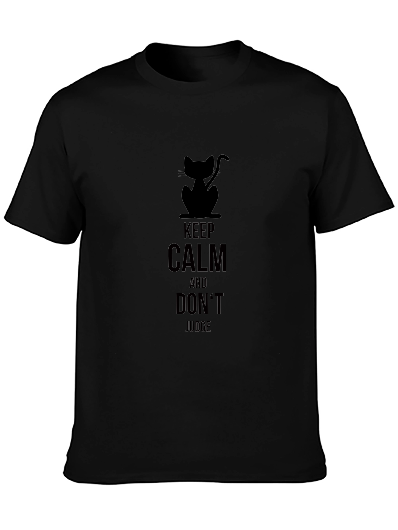 Keep Calm Cat Graphic Tee - Unisex Black T-Shirt