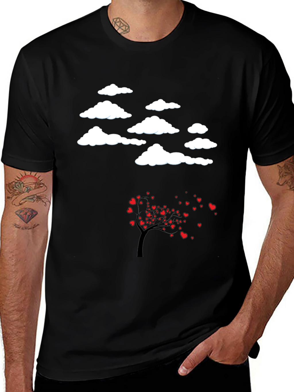 Cloud & Love Tree Black T-Shirt