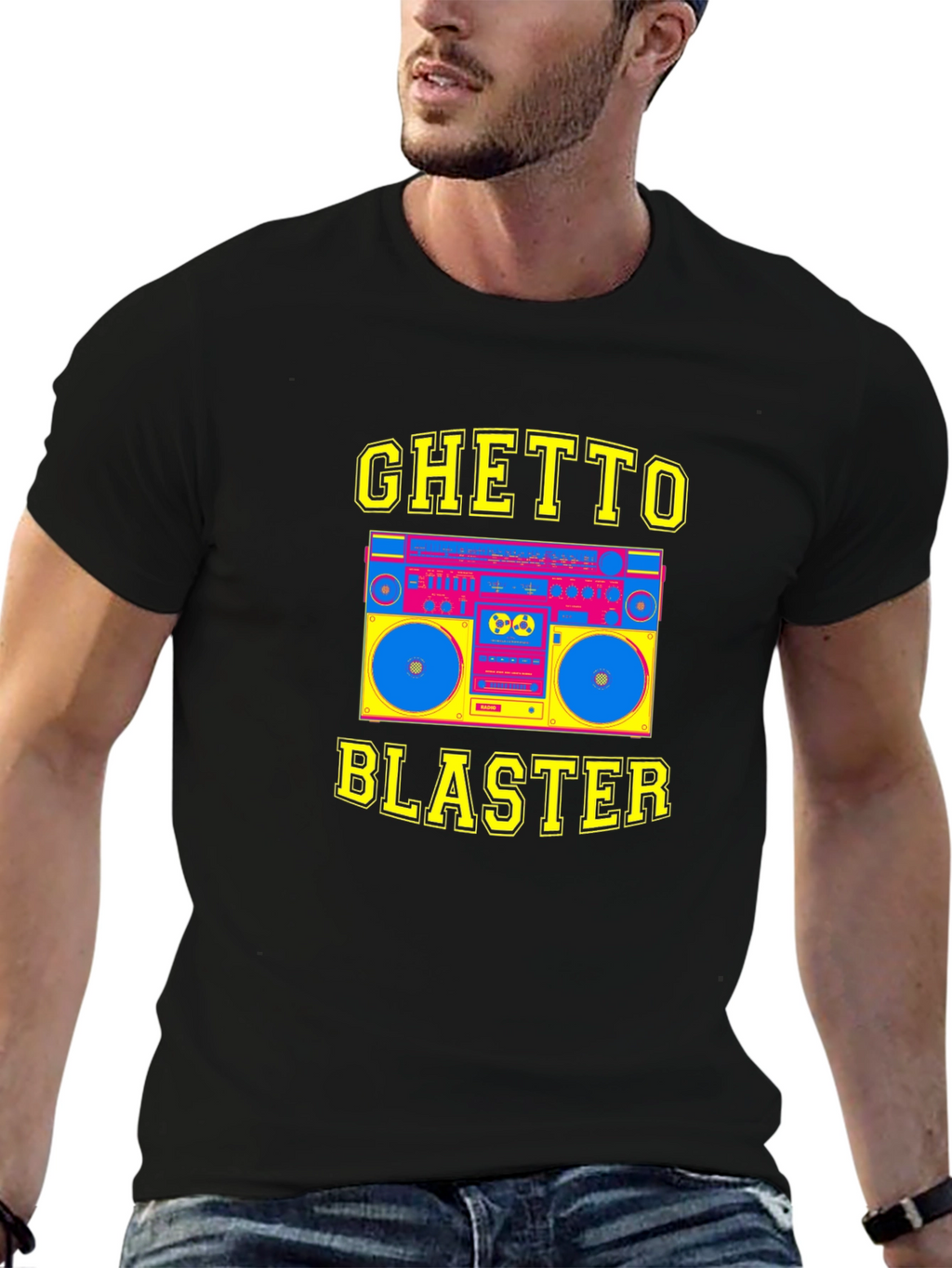 Ghetto Blaster Graphic Tee - Retro Boombox T-Shirt