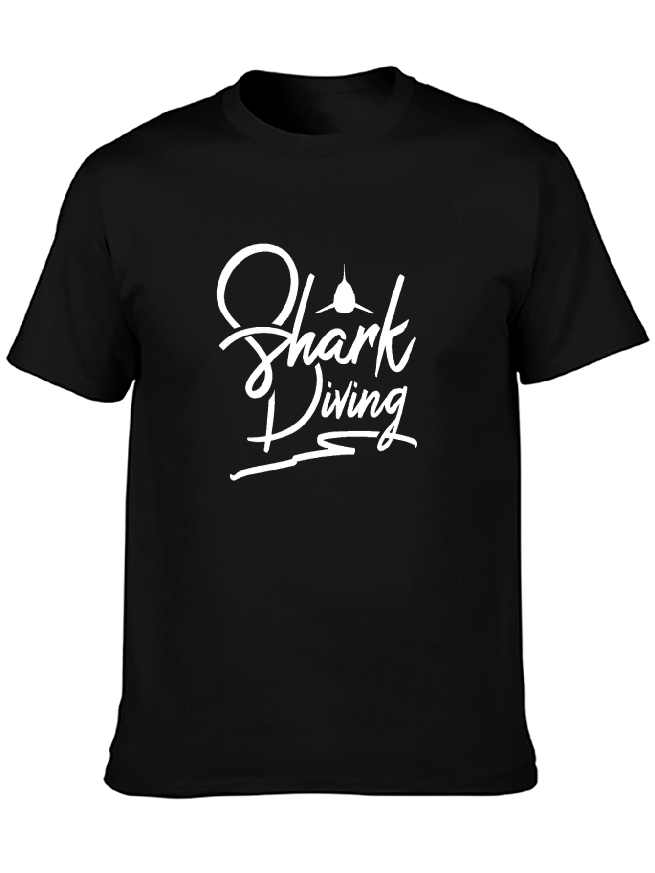 Shark Diving Graphic Tee - Black Cotton T-Shirt