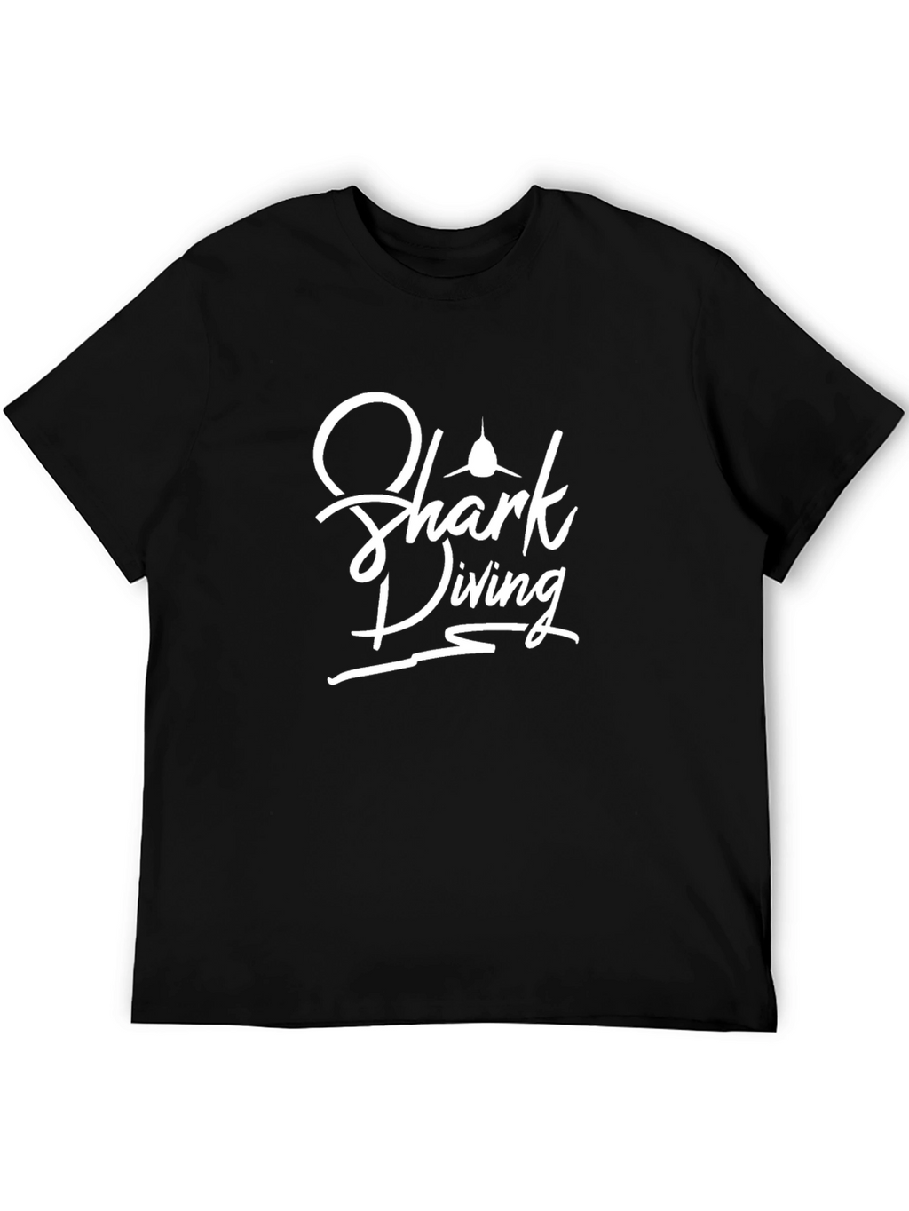 Shark Diving Graphic Tee - Black Cotton T-Shirt
