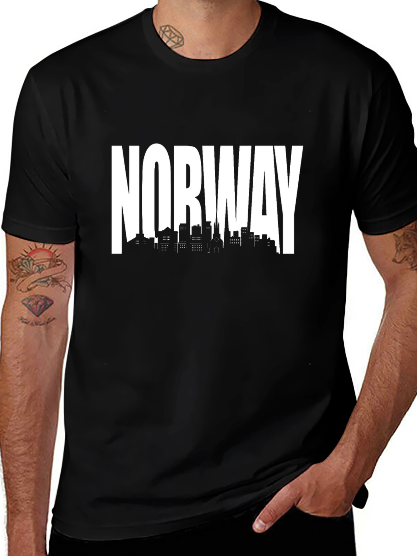 Norway Skyline Black T-Shirt