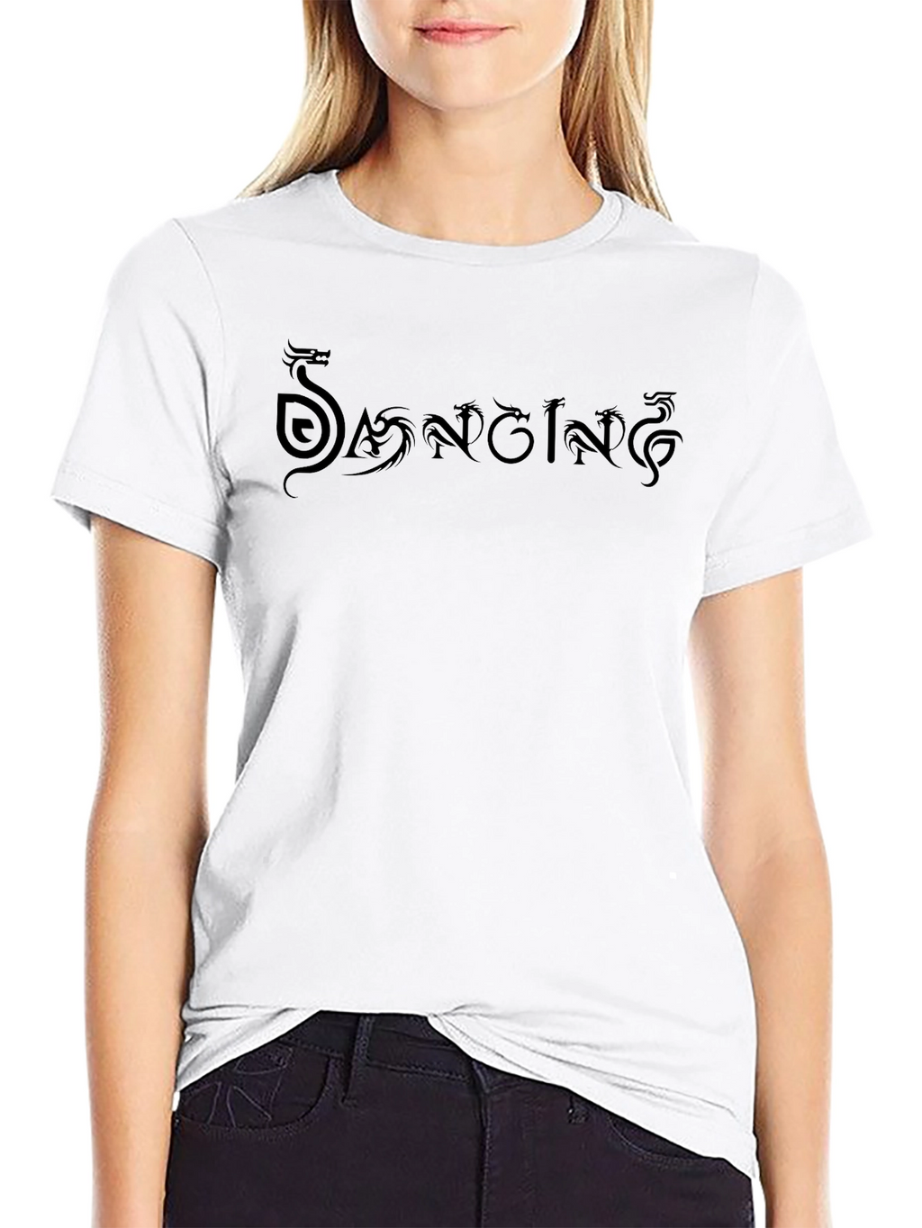 Mens Black Dragon Script T-Shirt