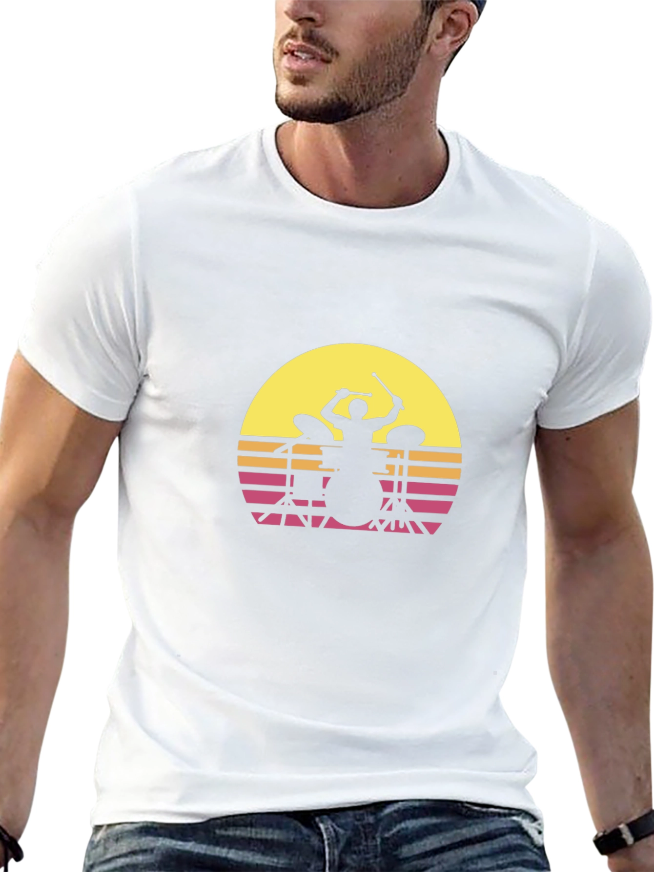 Retro Drummer Silhouette T-Shirt