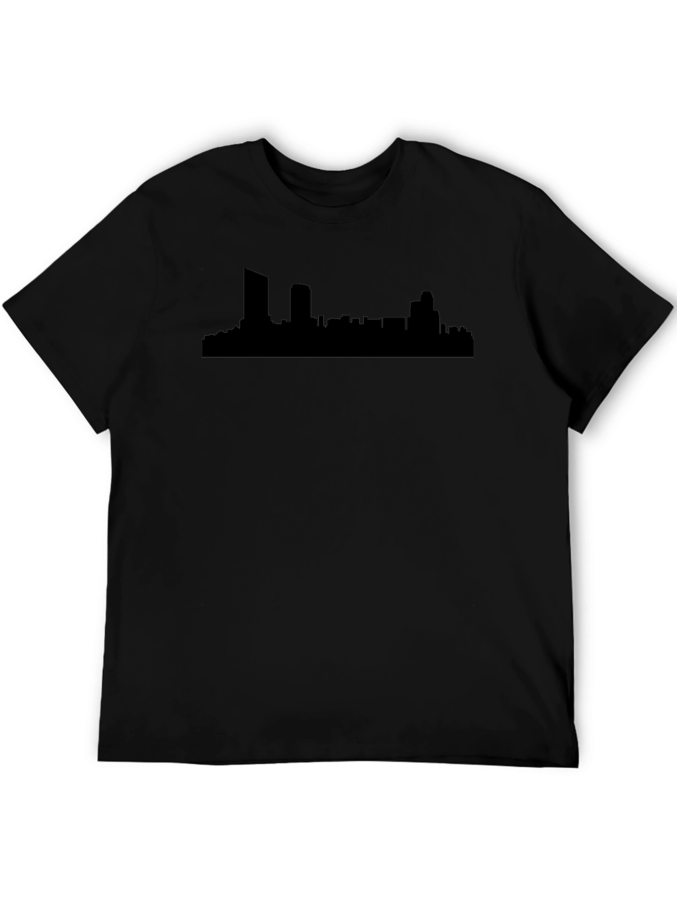 Cityscape Silhouette Mens Black T-Shirt