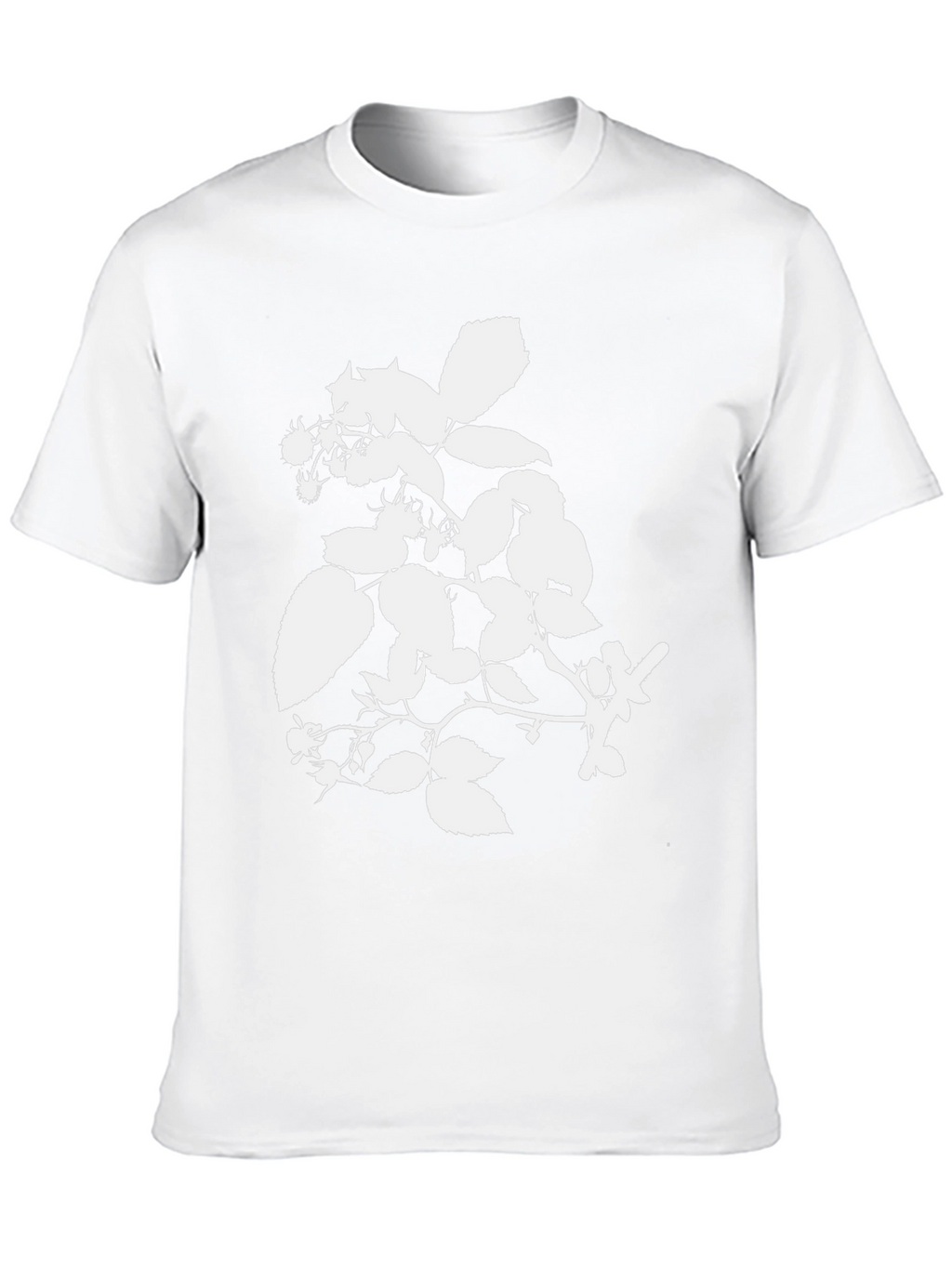Botanical White Print Black Tee