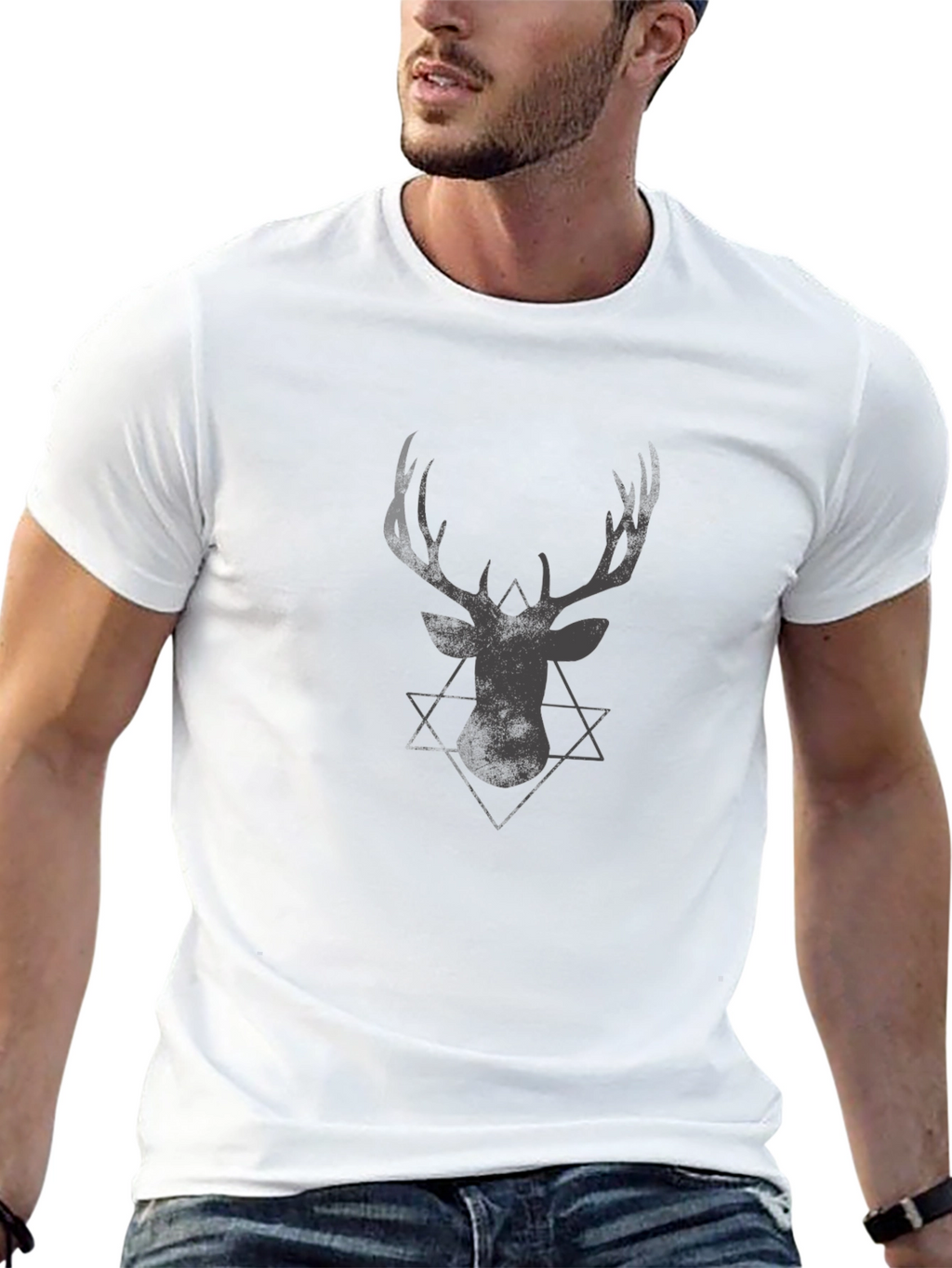 Black Deer Star Graphic Tee | Casual Mens T-Shirt