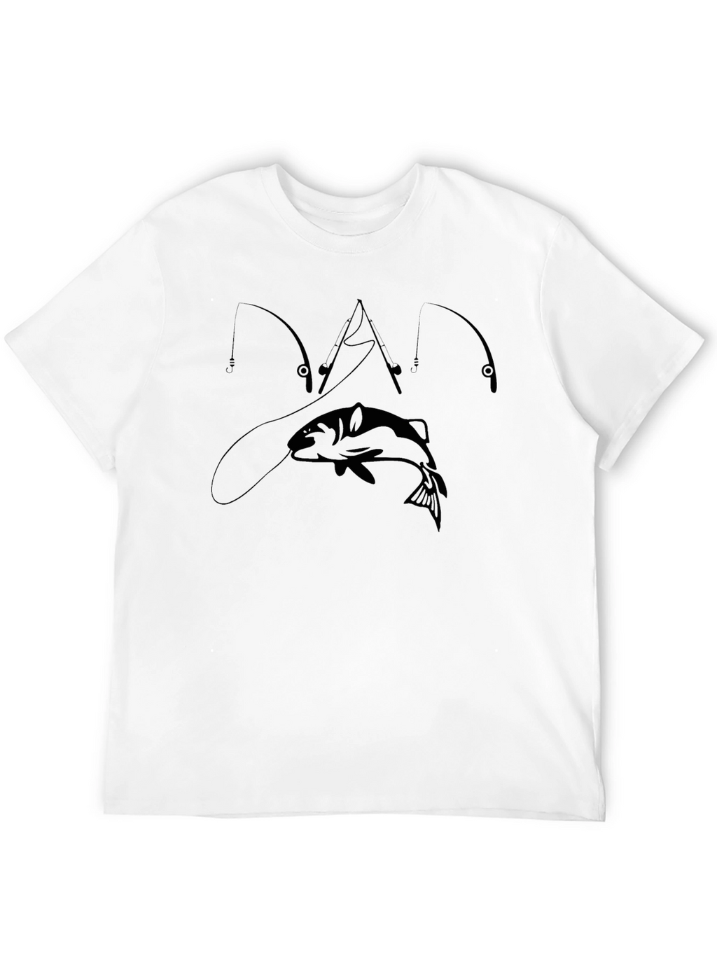 Fishing T-Shirt - Bass and Rods Design