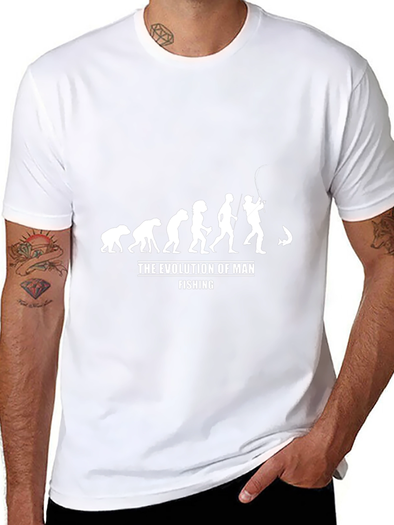 Evolution of Man Fishing Graphic T-Shirt