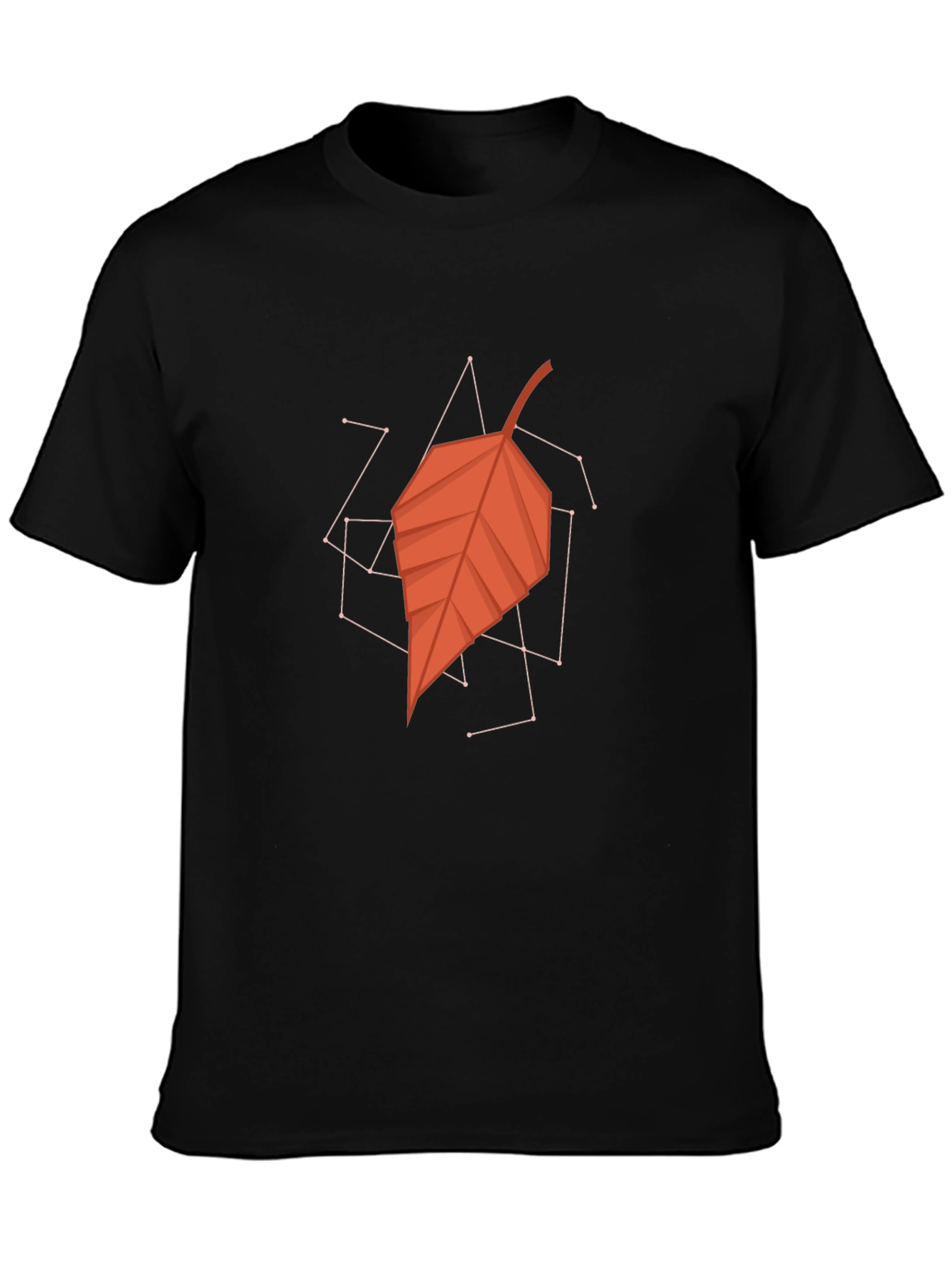 Geometric Leaf Graphic Tee - Stylish Mens Black T-Shirt