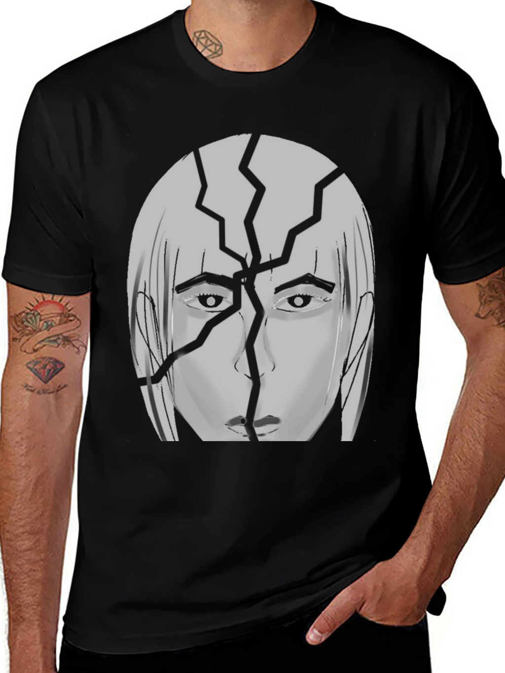 Cracked Head Graphic Print T-Shirt