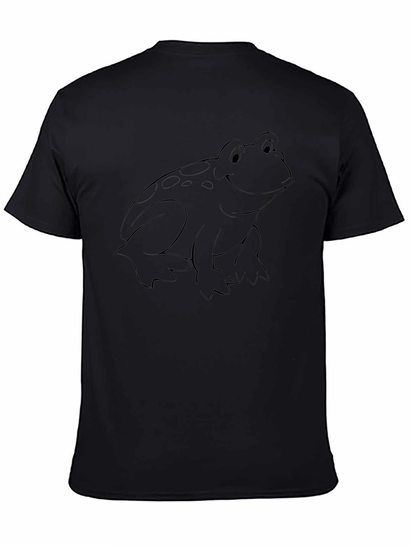 Black Frog Outline Graphic Tee - Casual Style