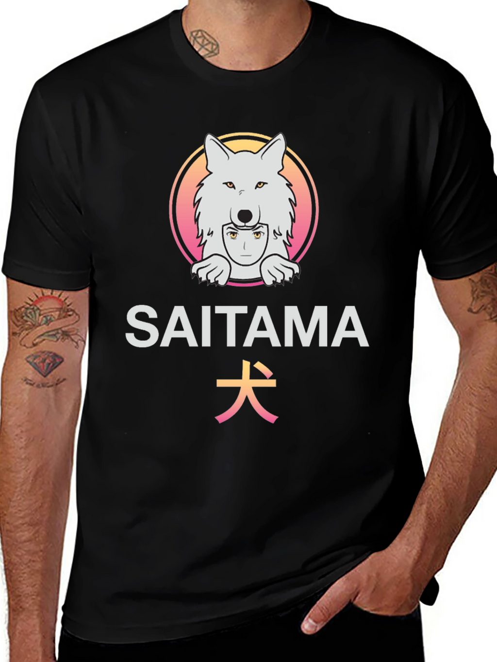 Saitama Anime Graphic T-Shirt - Unique Wolf Design